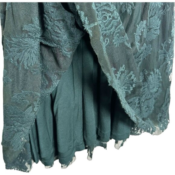 Free People Sz 4 Green Dress Lace Embroidered Whimsical Romantic Goth Witchy Y2K - Picture 8 of 11